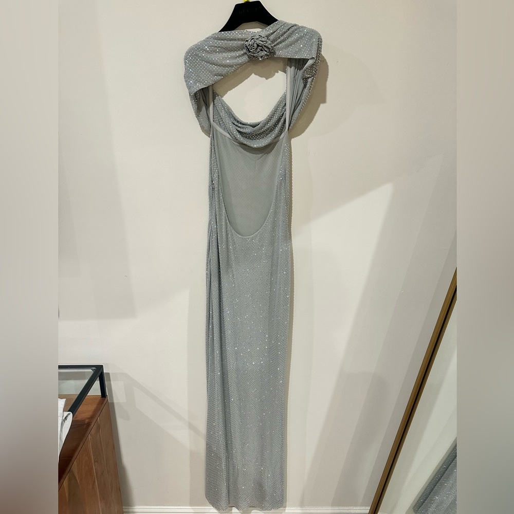 Meshki Diamanté silver maxi dress M glittery sequins - Picture 9 of 16